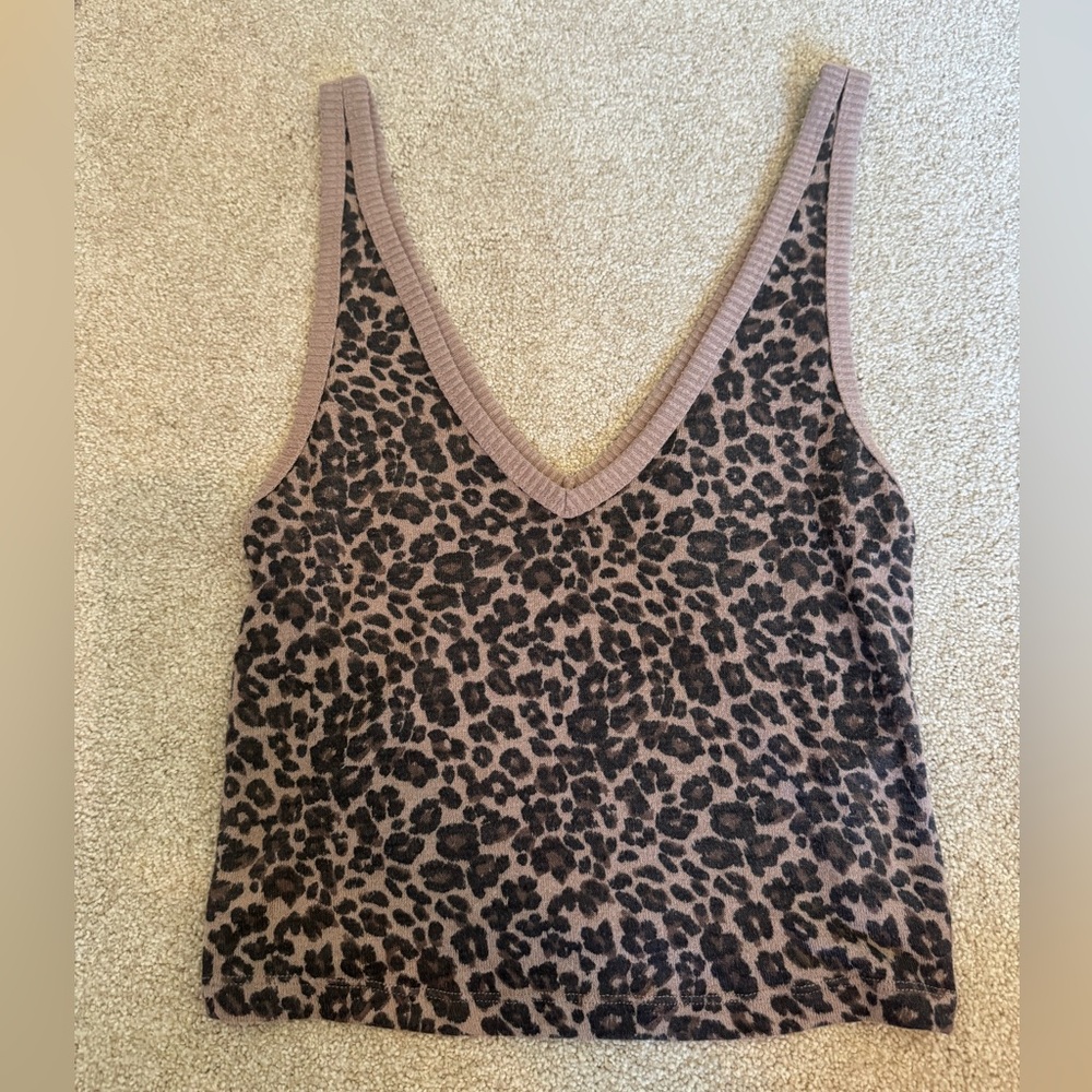 Abercrombie & Fitch Leopard Print Fitted Sleeveless Tank Top